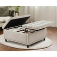 thumbnail image 1 of Haverchair 35.5" Large Storage Ottoman Coffee Table, Square Ottoman Bench with Storage, Lift Top Oversized Storage Ottomans, Tufted Upholstered Coffee Tables for Living Room, Bedroom (Beige), 1 of 7