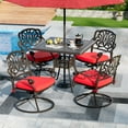 thumbnail image 1 of Haverchair 5 Piece Cast Aluminum Outdoor Patio Dining Set, Bronze/Red, 1 of 9