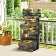 thumbnail image 1 of Haverchair 6-Tier Cascading Rockery Fountain, Garden Floor-Standing Stone Waterfall Fountain with LED Light Pump Rocky Peak Decor, Soothing Tranquility Water Fountain for Home Garden Yard, 26"H, 1 of 8