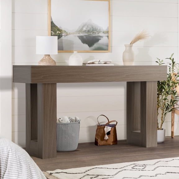 Haverchair 63" Long Entryway Console Table, Wooden Farmhouse Sofa Behind Couch Table with Thickened Base, Large Industrial Hallway Accent Furniture for Living Room, Entrance, Foyer, Hallway