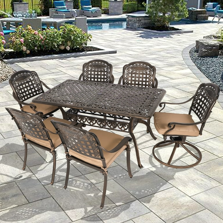 Haverchair 7 Piece Outdoor Furniture Dining Set All Weather Cast