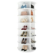 Haverchair 7 Tier Rotating Shoe Rack Tower, Free Standing 360 Revolving Shoe Organizer and Storage Hold Over 32 Pairs of Shoes, Lazy Susan Shoe Storage Cabinet, Spinning Room Decor Shoe Display