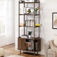 thumbnail image 1 of Haverchair 71" Tall Fluted Bookshelf with Sliding Tambour Doors, 4-Tier Book Shelf with Open Display Shelves and Adjustable Footpad, Modern Bookcase with Storage Cabinet for Living Room, Bedroom, 1 of 8