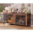 thumbnail image 1 of Haverchair 78" Double Dog Crate Furniture for 2 Dogs, Wooden Dog Kennel with Removable Divider, XL Dog House Indoor with Rotating Bowl Holders, Heavy Duty Dog Crate TV Stand, 1 of 7