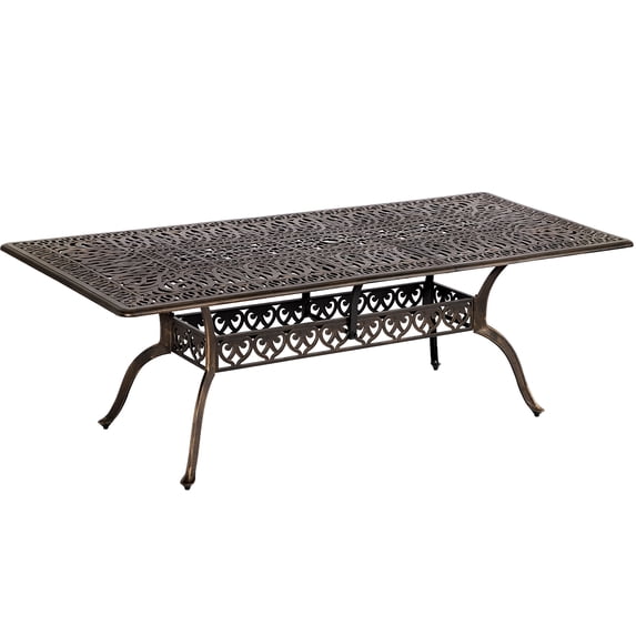 Haverchair 86.6”Outdoor Patio Anti-Rust Cast Aluminum Rectangle Table Set with 2.0" Umbrella Hole