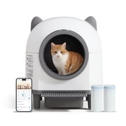 Haverchair Automatic Cat Litter Box, 80L Self Cleaning Litter Box for Multiple Cats, Odor Noise Control, App Control W/Safety Sensors and Removable Washable Liner, Included 2 Roll Garbage Bags, White