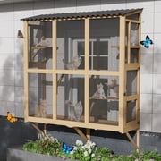 Haverchair Cat Catio, Cat Window Perch for Large Indoor Cats, Window Box Enclosure with 4 Jump Platforms, Wooden Window Hammock for Multi Kittens, All-Weather Use Outdoor Small Pet Perch House