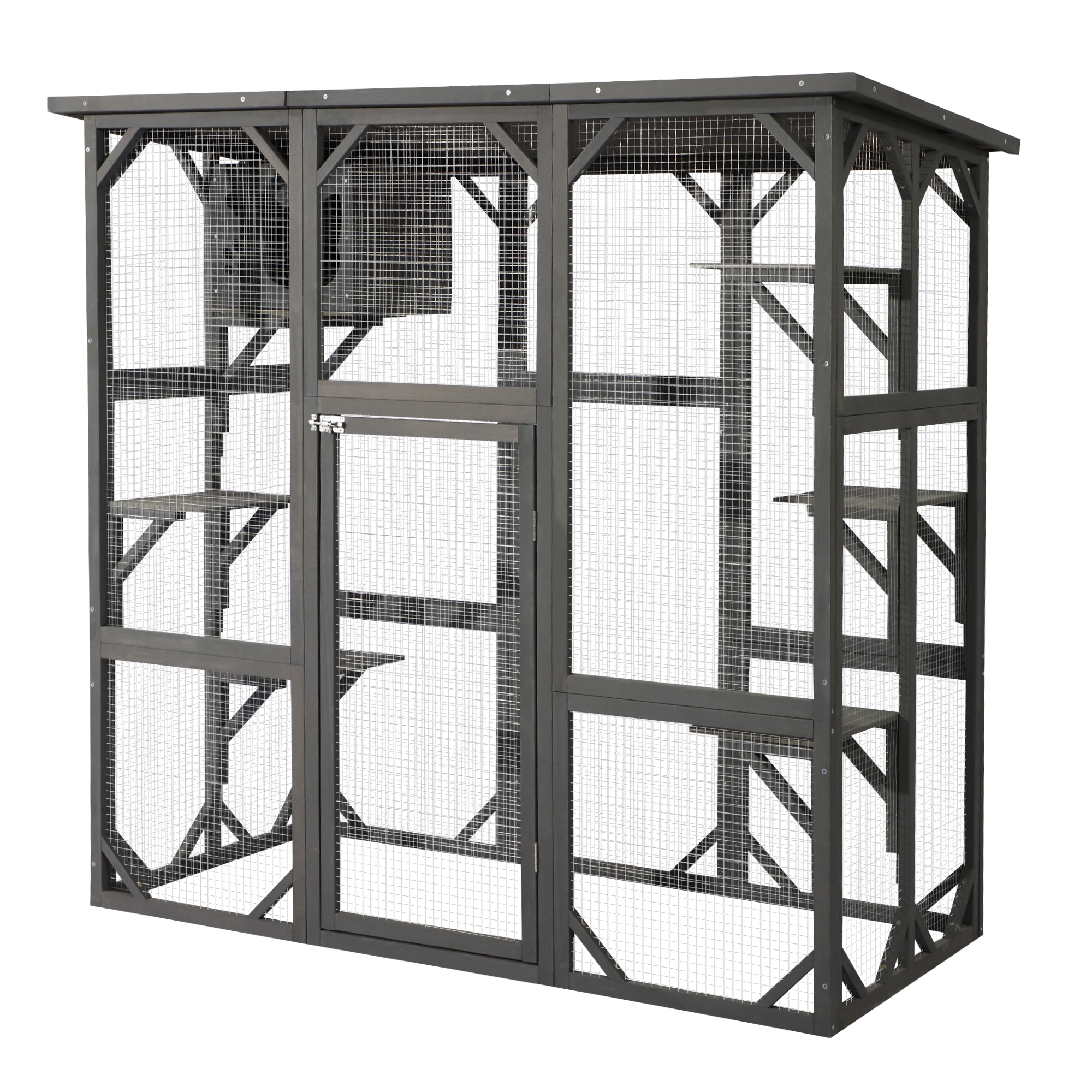 Coziwow Outdoor Cat House Enclosure Pet Cage Catio W/ Asphalt Roof, 3