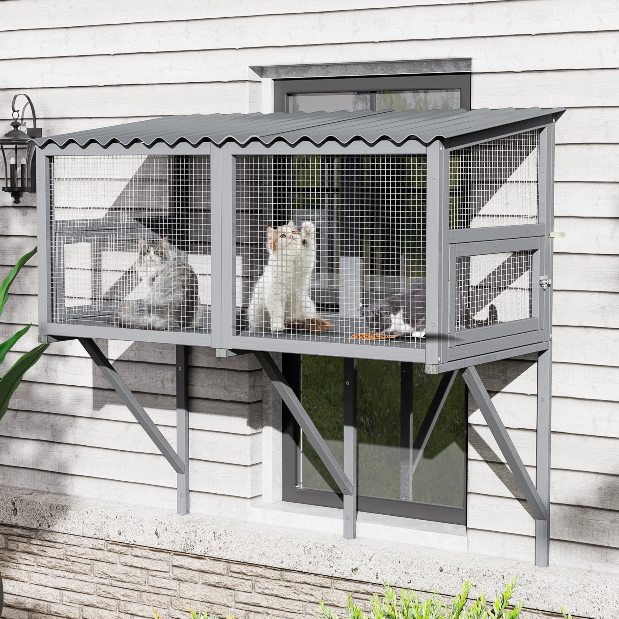 Haverchair Catio Cat Window Perch Outdoor, 360° Catio Cat Enclosure ...