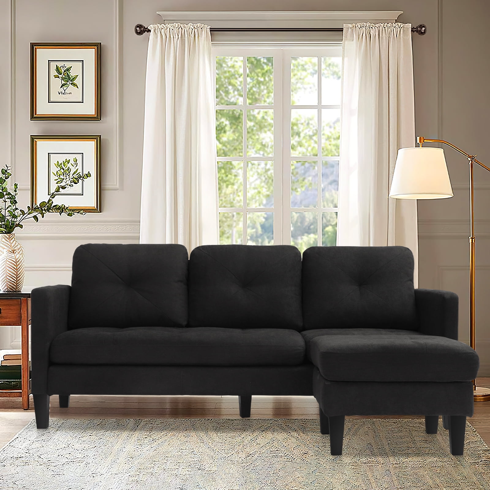 Haverchair Comfy Convertible Sectional Sofa, Small Space L-Shaped Couch ...