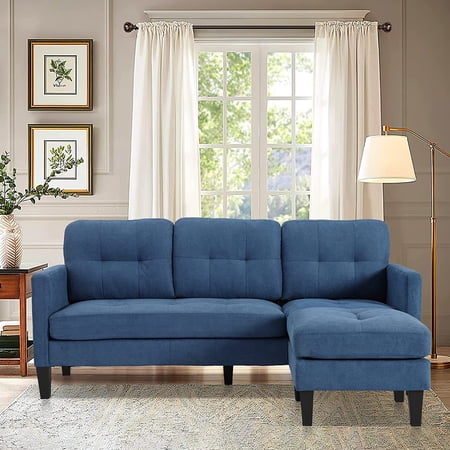 Haverchair Convertible Sectional Sofa, L-Shaped Couch Reversible Chaise for Small Space, Blue