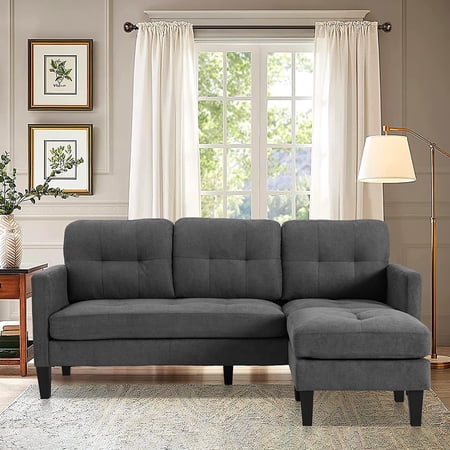Haverchair Convertible Sectional Sofa, L-Shaped Couch Reversible Chaise for Small Space, Grey
