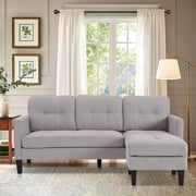Haverchair Convertible Sectional Sofa, L-Shaped Couch Reversible Chaise for Small Space, Light Grey