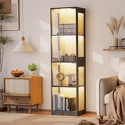 Haverchair Display Cases for Collectibles, RGB Display Cabinet with Music Sync, App & Remote Control Glass Curio Cabinet, 4-Tier Tall Corner Cabient Bookcase for Living Room