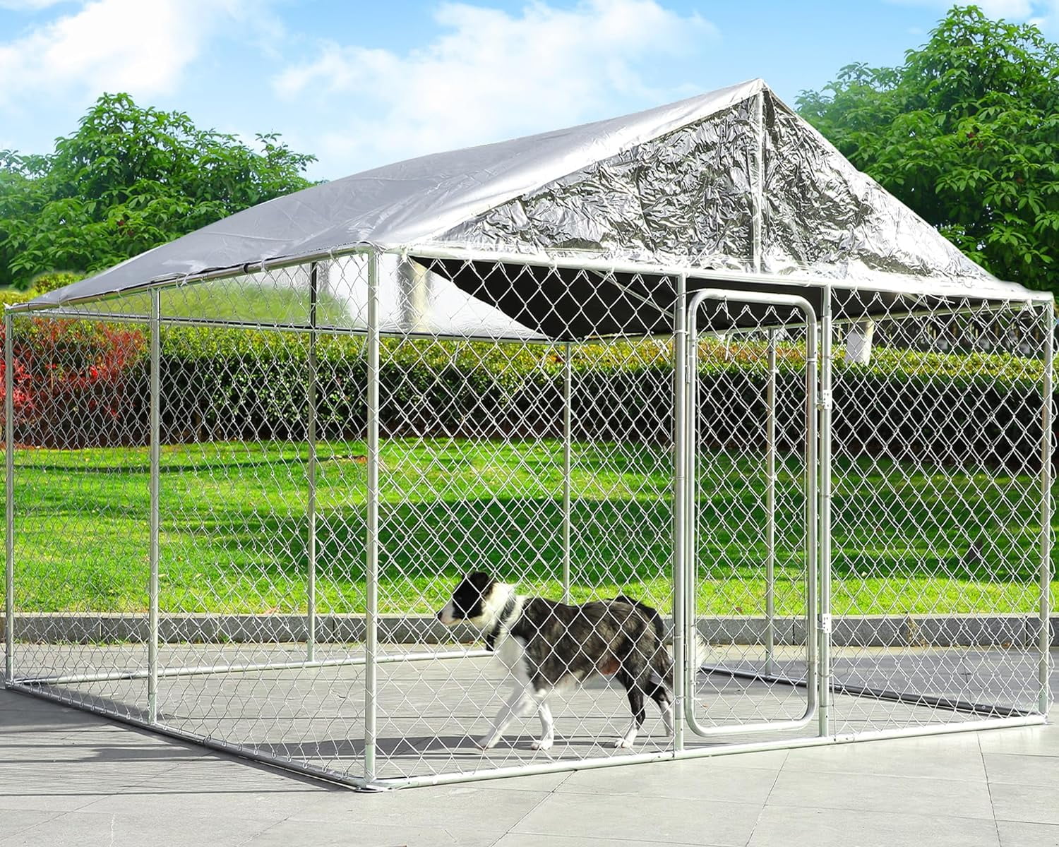 Haverchair Outside Dog Kennel with Roof, 10x10x7FT Large Outdoor Dog Kennel Heavy Duty Dog Cage Run Playpen Pen with Secure Lock, Water&UV-Resistant Proof (118"L x 118"W x 83"H)