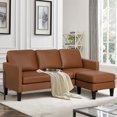 thumbnail image 1 of Haverchair Faux Leather Sectional Sofa, L Shaped Sofa with Reversible Chaise Convertible Sectional Couch 3-Seater Modern Small Couches for Small Space,Brown, 1 of 9