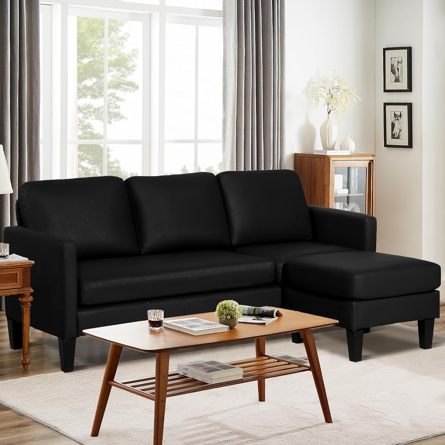 Haverchair L Shaped Leather Sectional Sofa with Chaise for Small Space ...