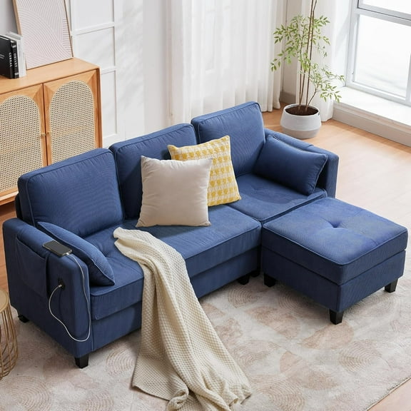 Haverchair Modular Sectional Sofa Couch, 80" L Shaped Convertible Sofa with 2 Pockets & USB Ports, 3-Seater Comfy Cloud Couches with Movable Storage Ottom for Living Room, Apartment, Small Space