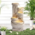 thumbnail image 1 of Haverchair Outdoor 5-Tiers Cascading Rock Water Fountain, Waterfall Fountain with 5 LED Lights, Beige Bowl Feature Fountains and Waterfalls for Garden or Patio, Yard, and Deck Decor, 1 of 9