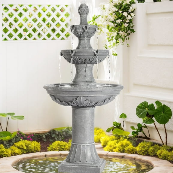 Haverchair Outdoor Pineapple Italian Water Fountain - 48.4" H Floor Bubbler Garden Waterfalls Fountain, 3 Tiered Cascading Freestanding Garden Fountain for Indoor, Yard, Lawn and Garden Décor
