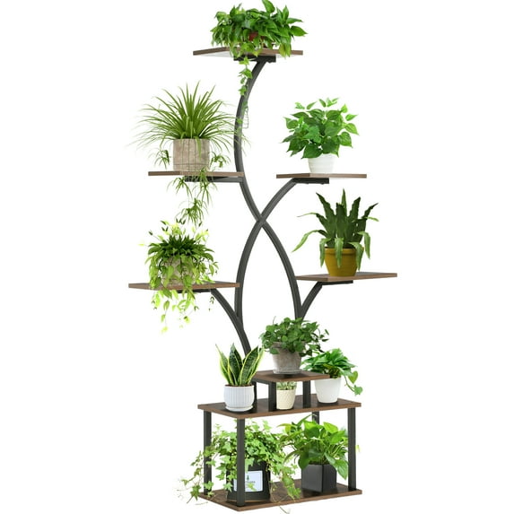 Haverchair Plant Stand Shelf Indoor with Grow Light, 8 Tiered Corner Metal Tree-Shaped Planter Rack for Indoor Plant Multiple, 63.8" Tall Flower Display Holder Organizer for Living Room Patio Balcony