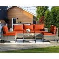 thumbnail image 1 of Haverchair Rattan Furniture Set 6 Pieces Wicker Patio Conversation Set Outdoor Rattan Sectional Sofa Couch Set with Thickened Cushions and Storage Glass Coffee Table for Outside Backyard,Orange, 1 of 10