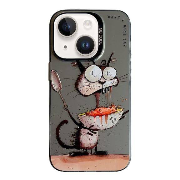 Havilah For Iphone 14 Plus Case Animal Pattern Oil Painting Series PC + TPU For Iphone Cover(Eating Rat)