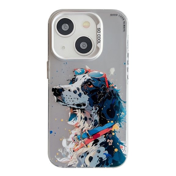 Havilah For Iphone 14 Plus Case Animal Pattern Oil Painting Series PC + TPU For Iphone Cover(Spotted Dog)