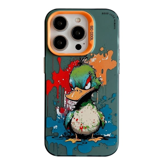 Havilah For Iphone 15 Pro Max Case Animal Pattern Oil Painting Series PC + TPU For Iphone Cover(Angry Duck)