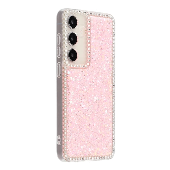 Havilah For Samsung Galaxy S25 Case Rhinestone Edge Glitter Epoxy TPU Phone Cover - Pink