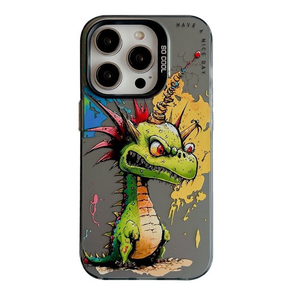 Havilah For iPhone 15 Pro Animal Pattern Oil Painting Series PC + TPU For Iphone Cover(Dragon)