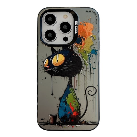 Havilah For iPhone 16 Pro Animal Pattern Oil Painting Series PC + TPU For Iphone Cover(Black Cat)