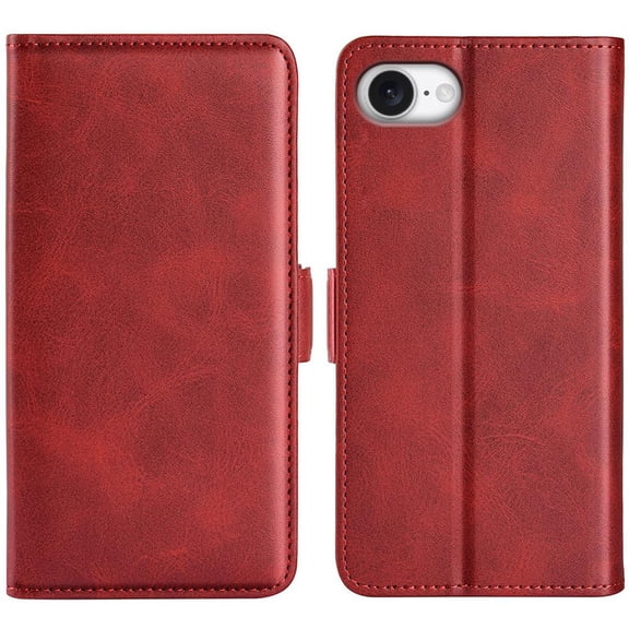 Havilah For iPhone 16e Dual-side Magnetic Buckle Horizontal Flip Faux Leather Phone Case For iPhone 16e Case Cover(Red)