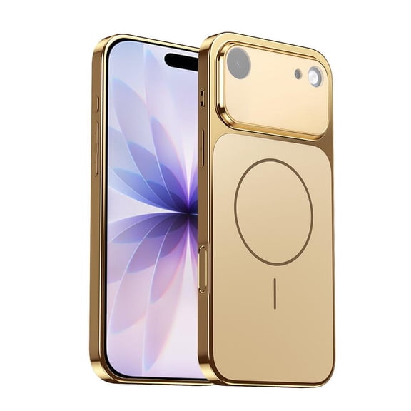 Havilah For iPhone 17 Air Case with tempered glass Corning Glass Plating Large Window Compatible with MagSafe Phone Cover(Gold)