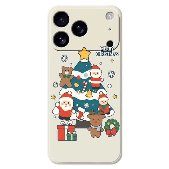 Havilah For iPhone 17 Pro Max Case Christmas Tree Gifts Pattern Printing Straight Edge TPU Phone Back Cover - Beige