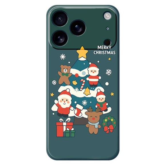 Havilah For iPhone 17 Pro Max Case Christmas Tree Gifts Pattern Printing Straight Edge TPU Phone Back Cover - Green
