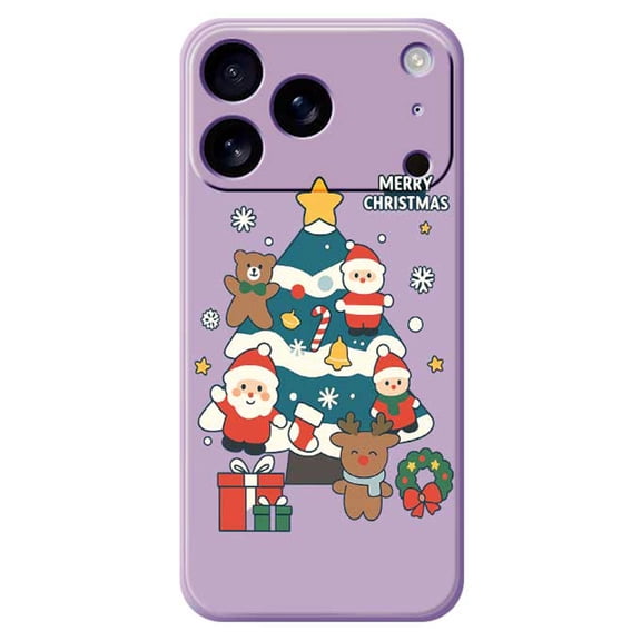 Havilah For iPhone 17 Pro Max Case Christmas Tree Gifts Pattern Printing Straight Edge TPU Phone Back Cover - Purple