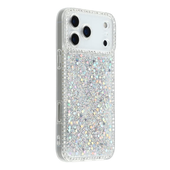 Havilah For iPhone 17 Pro Max Case Rhinestone Edge Glitter Epoxy TPU Phone Cover - Silver