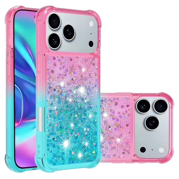 Havilah For iPhone 17 Pro Max TPU Case Gradient Quicksand Phone Back Cover - Pink+Sky Blue