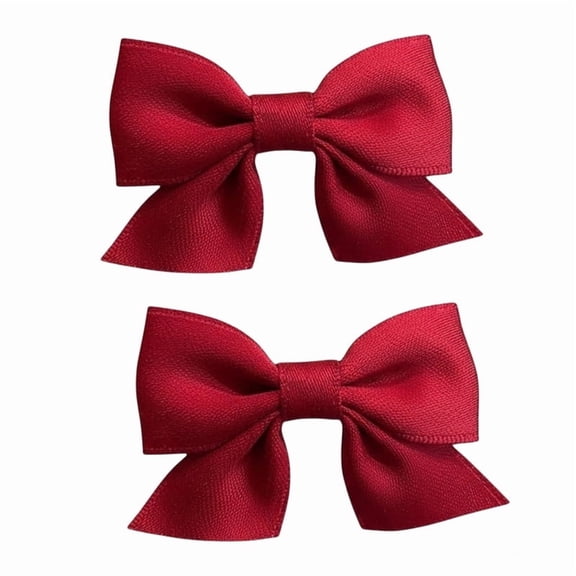 Havilah Hair Bow Clips - 3 Pair Simple Style Non-slip Cute Bows Barrettes Hair Accessories for Baby Girls - Red -38