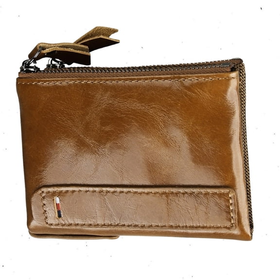 Havilah Men’s Wallet Crazy Texture Dual Zipper Short Style Card Holder RFID Blocking Wallet