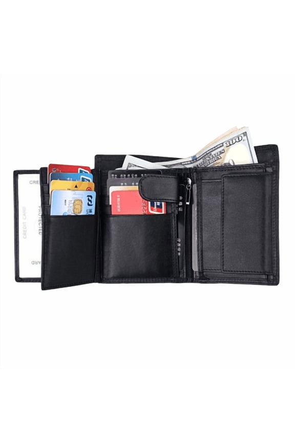 Men’s Wallet Leather 3-Folding Card Holder RFID Blocking