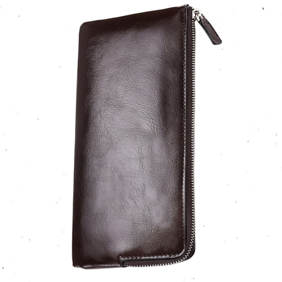 Havilah Men’s Wallet Long Soft Leather Zipper Mini Phone Bag Clutch Coffee