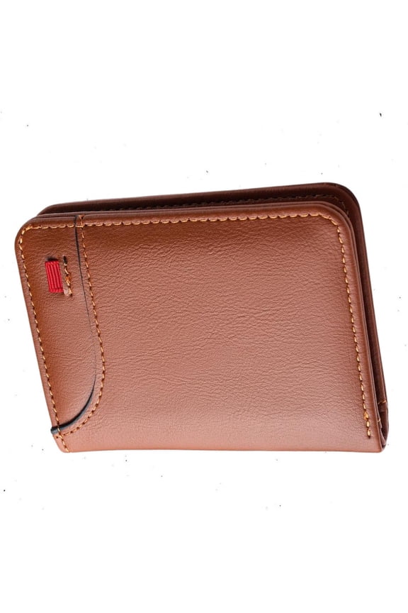 Men’s Wallet Multi-Position Vertical ID Card Holder Mini Purse Brown-Wave Texture