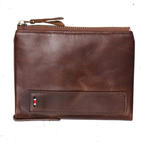 Havilah Mens Wallet Leather RFID Double-Zipper Billfold Coffee