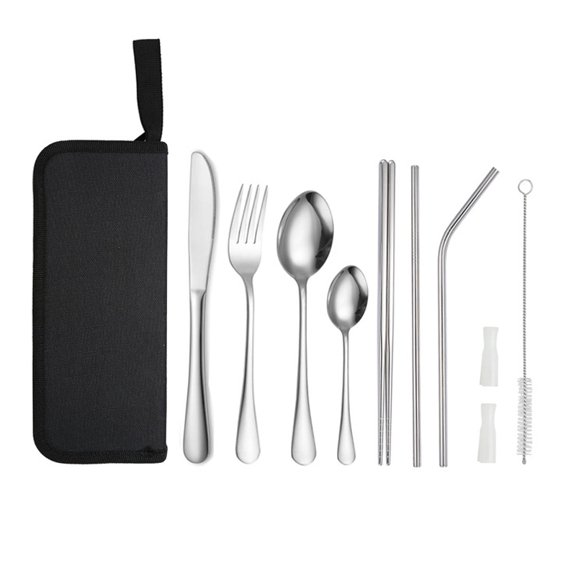 Havilah Portable Picnic Stainless Steel Cutlery Set, A Model Silver