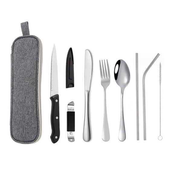 Havilah Portable Picnic Stainless Steel Cutlery Set, C Model Silver