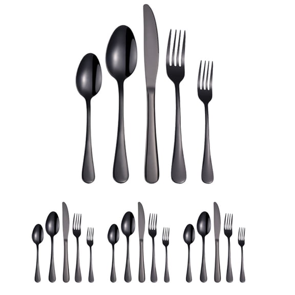 Havilah Stainless Steel Steak Cutlery Set, Black, 20pcs