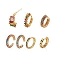 thumbnail image 1 of Havilah Women’s Earrings – U-Shaped Gold Plated Copper Geometric Stud Earrings with Colorful Zircon, 1 of 2