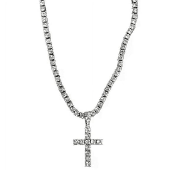 Havilah Womens Pendant Necklace Silver 22 inch Tennis Chain With Hip Hop Alloy And Rhinestone Cross Pendant Necklace - Stylish Fashion Jewelry for Women stylish jewellery